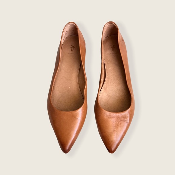 Frye Sienna Cognac Leather Ballet Pointed Flats - Picture 8 of 16